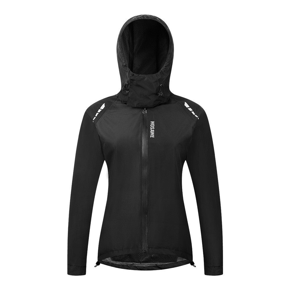 Wind- And Rain-resistant Cycling Jacket With A Breathable Hooded Long-sleeve Design