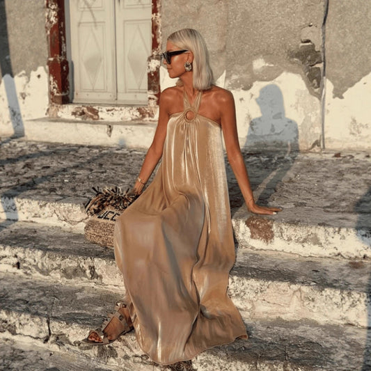 Casual, Minimalist Sleeveless Holiday Dress With A Neck Tie
