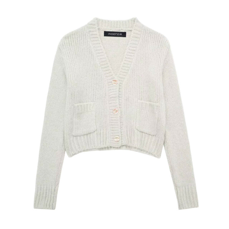 Cardigan til kvinder med V-hals
