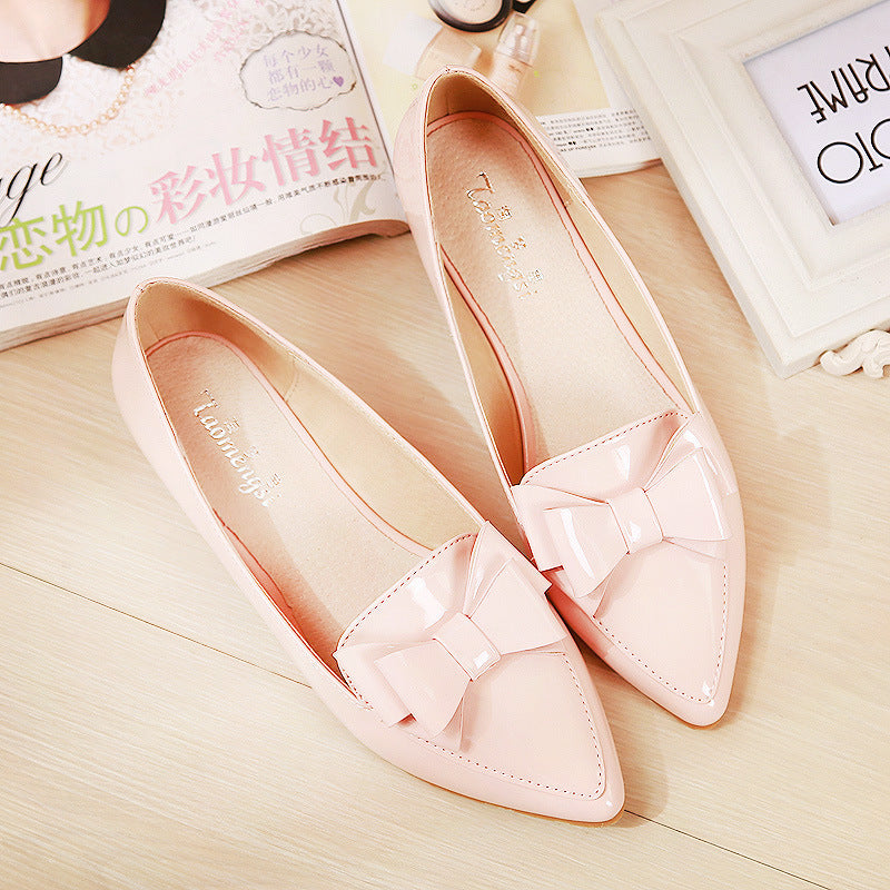 Women's Pointed Toe Sweet Bow Soft-soled Scoop Shoes