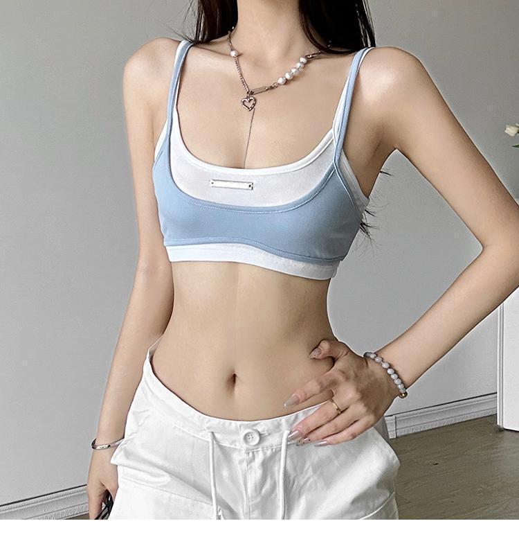 Summer New Women's Sling Solid Color Slim Fit Top