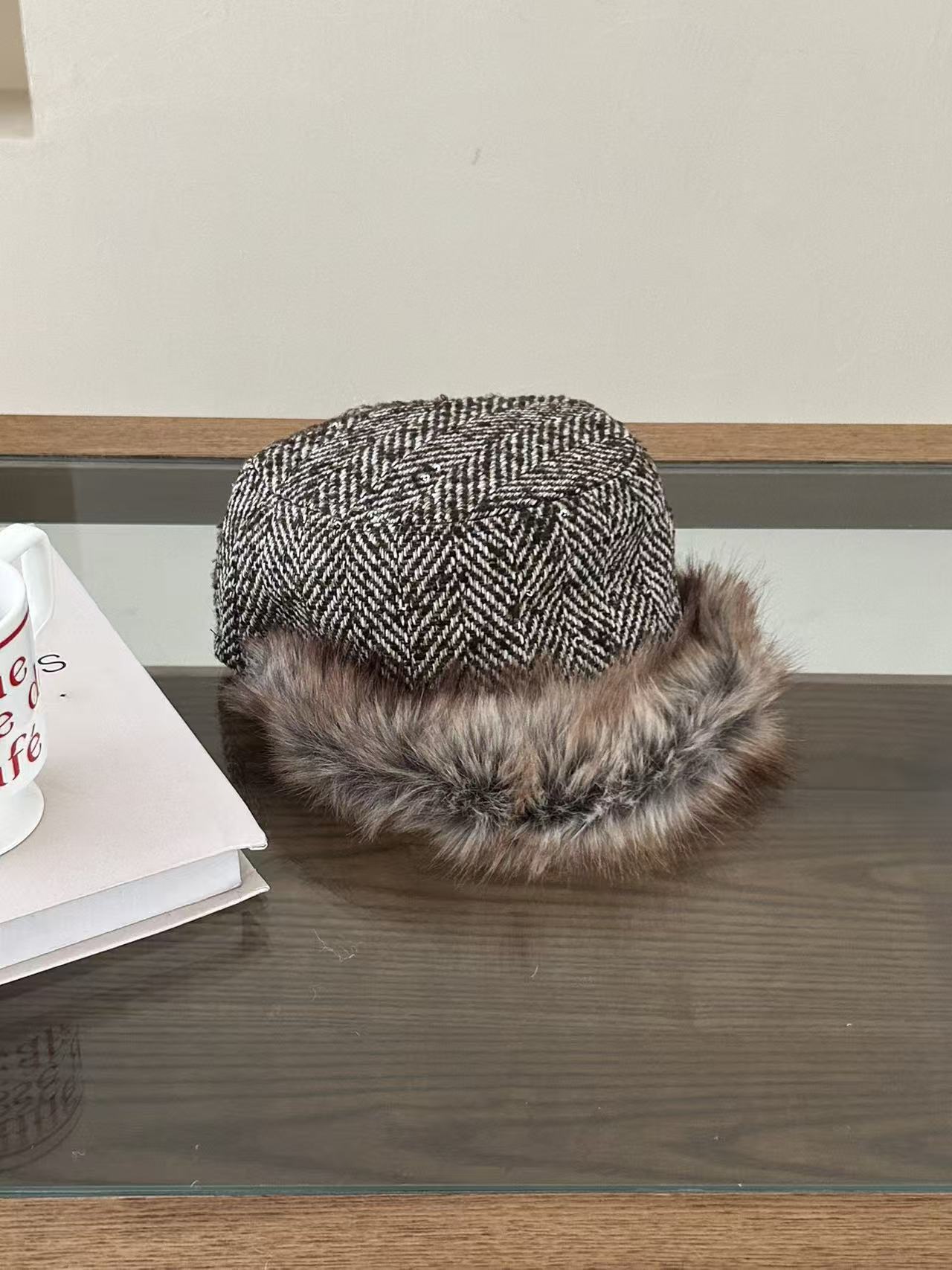 Korean Niche-design Faux Fur Vintage Flat-top Hat