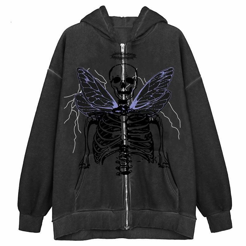 Street Hip Hop Goth Harajuku Sort Hættetrøje Dame