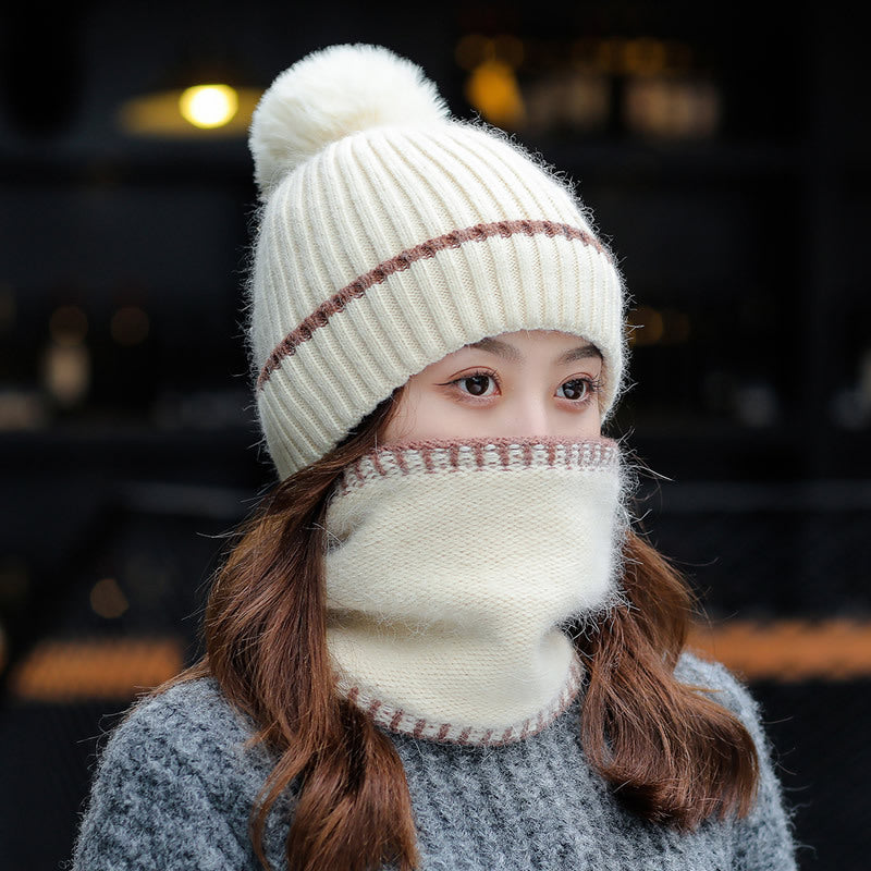 Women's Fashion Embroidered Warm Scarf Sweater Hat Set