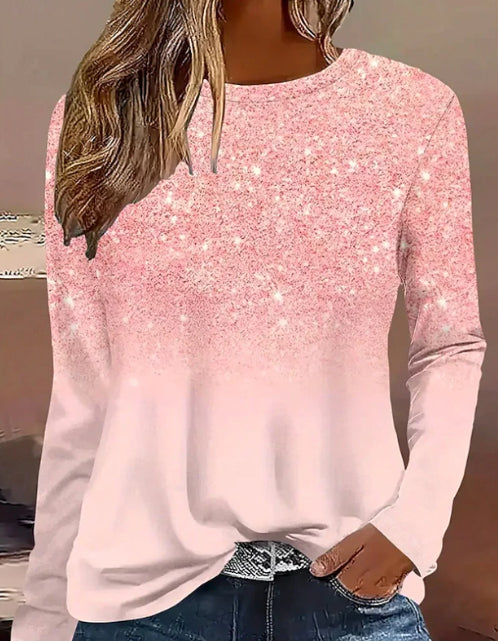 Women's Pink Stylish Classic Long Sleeve Top