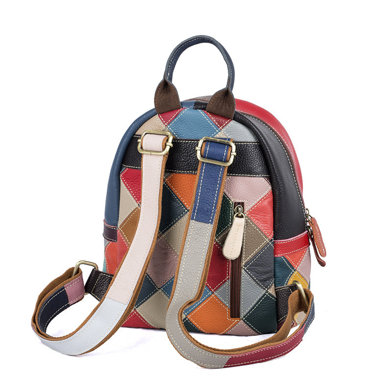 Women's Fashion Hand-colored Clash Of The Head Layer Cowhide Leather Duffel Bag