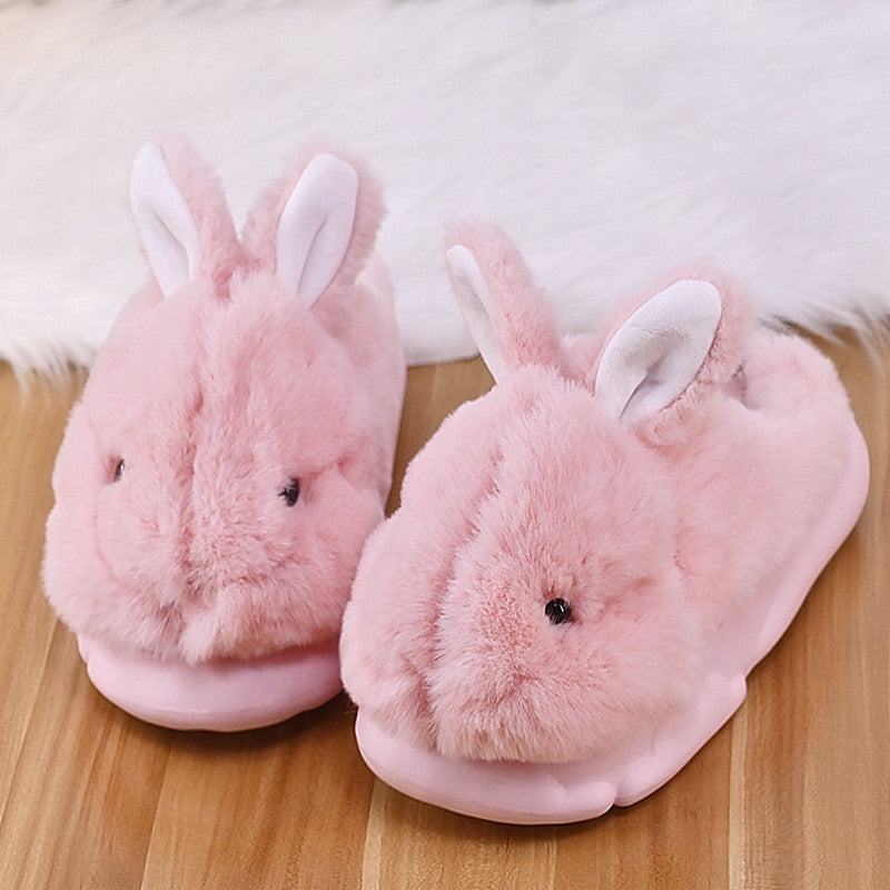 Fashionable Thick Bottom Baotou Tuo Cute Cartoon Rabbit Fur Slippers Female