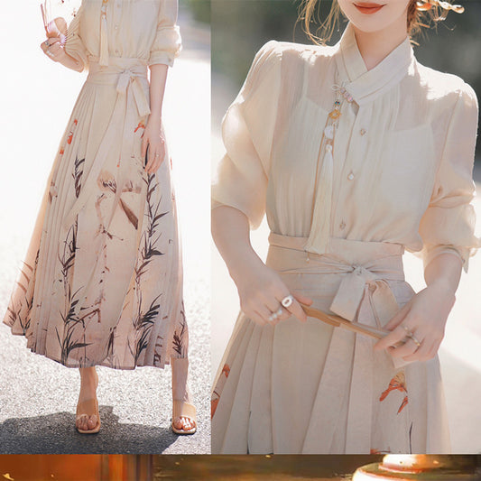 Tencel New Chinese Style Heritage Classic Horse-face Skirt Women's Clothing