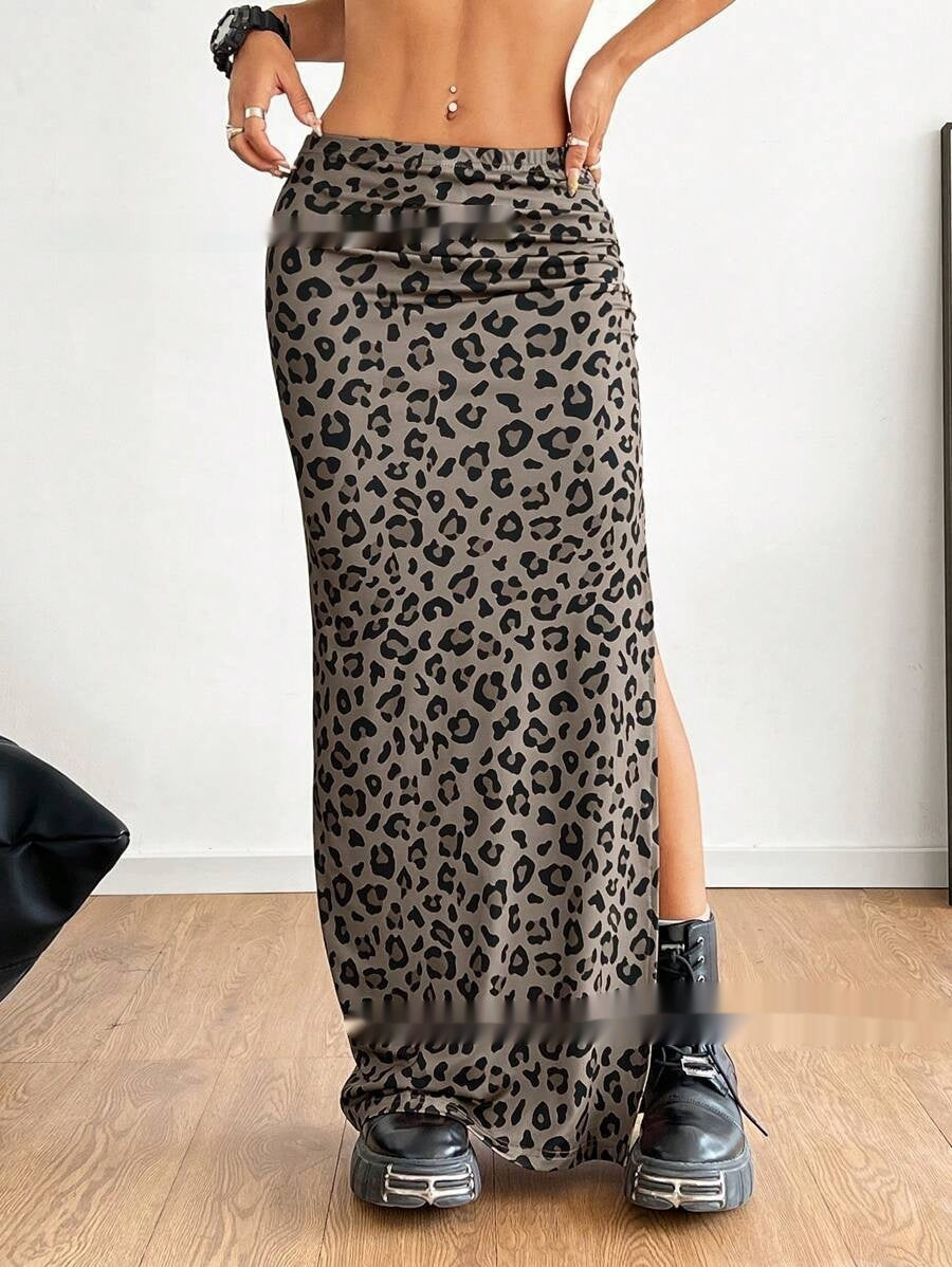 SpringSummer Pleated Slit Long Dress For Women