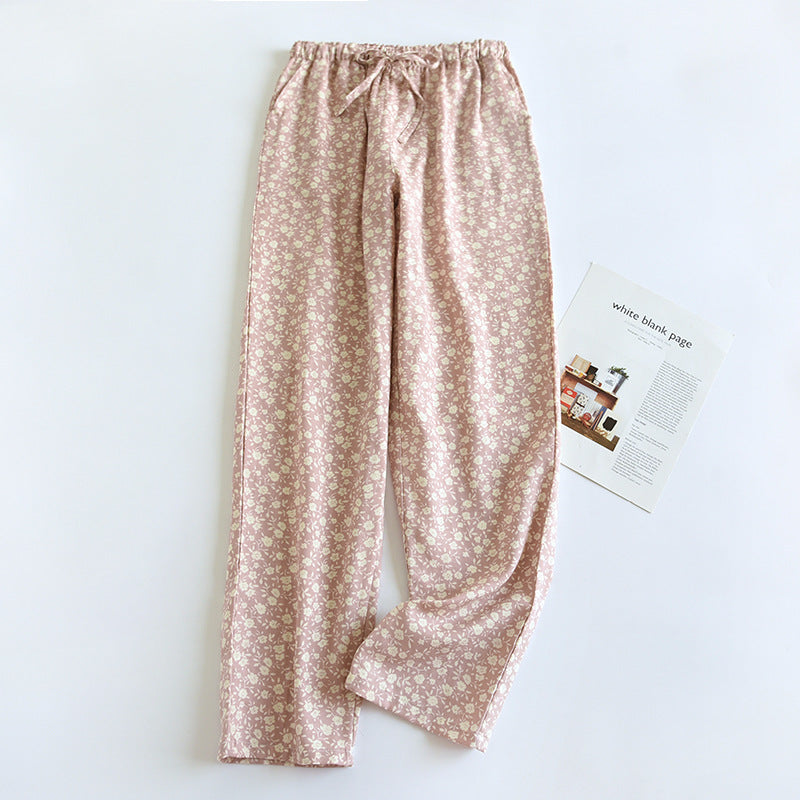 New Pure Cotton Double-layer Gauze Women's Pajama Pants
