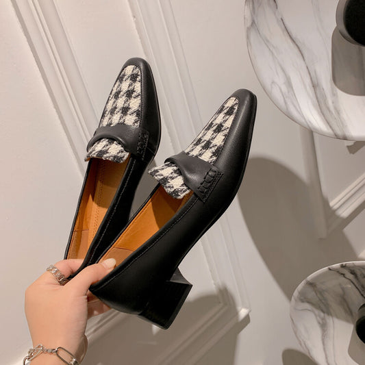 Stylish Vintage Leather Plaid Sandals