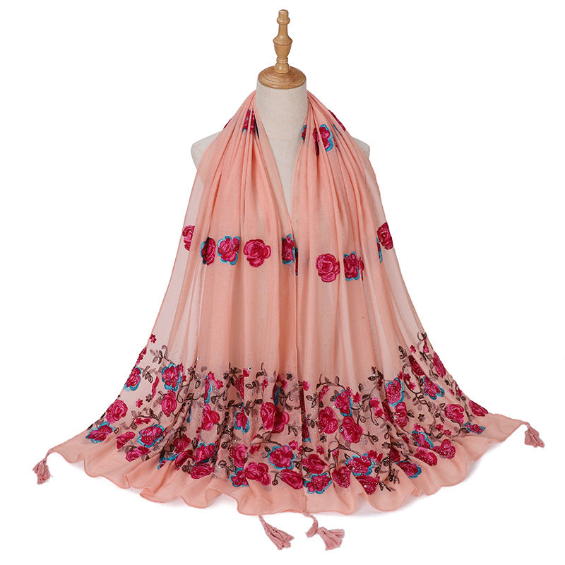 Ladies Travel Often Shawl Embroidery