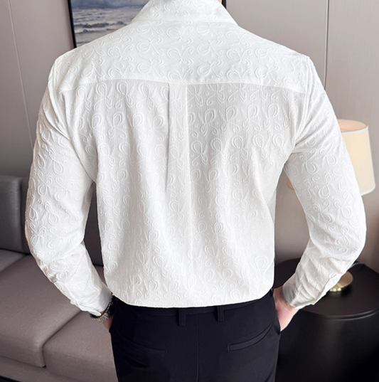 Chinese Style Stand Collar Striped Business Non-ironing High Quality Casual Shirt