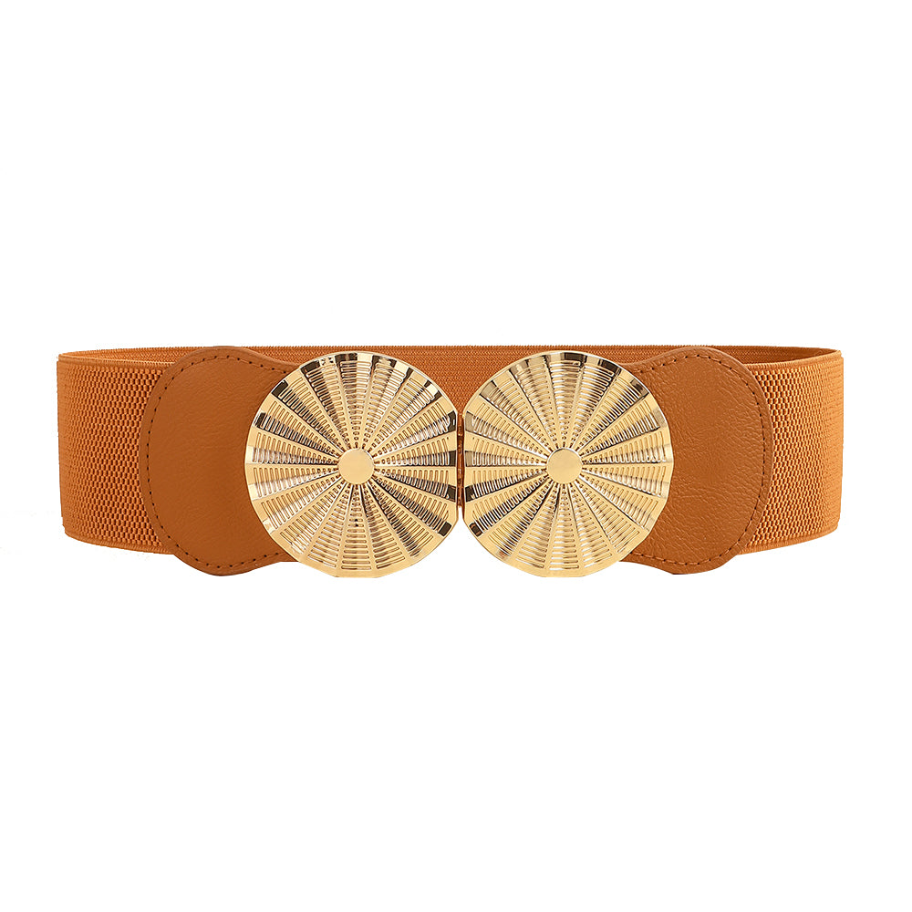 Stylish Women's Wide Belt Elastic Elastic Metal Circle With Jacket Shirt-skirt Waist Seal