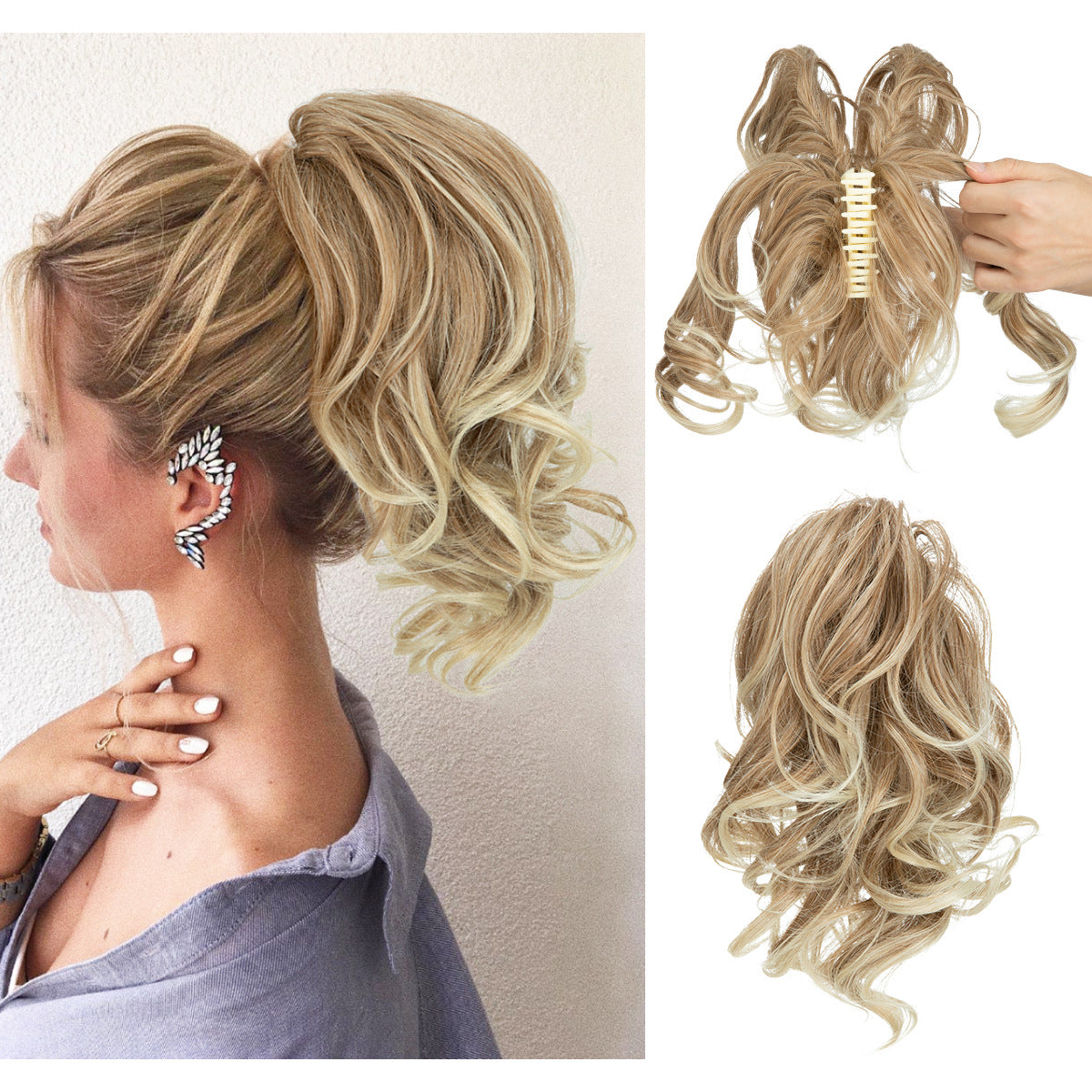 Wig Grip Ponytail Short Female Adjustable Fluffy Natural Short