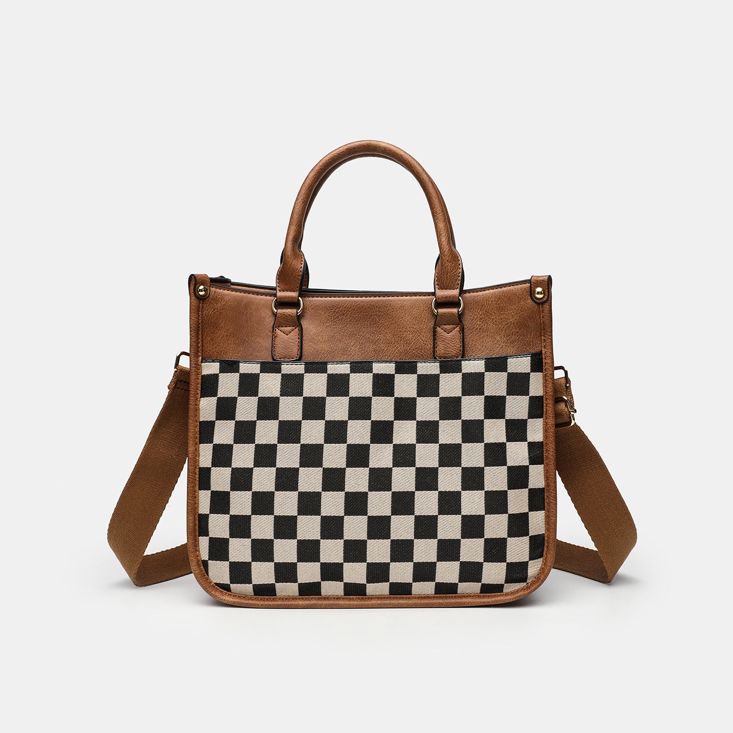Large Capacity Chessboard Assorted Colors Retro Shoulder Bag