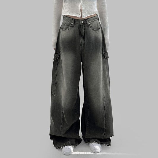 European And American Slimming High Waist Wide Legs Jeans For Women