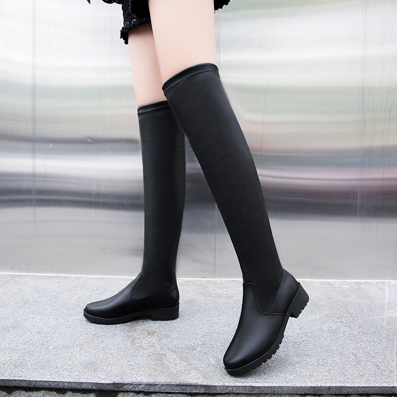 Over-the-knee Boots Women's Low-heeled High-top Elastic Boots