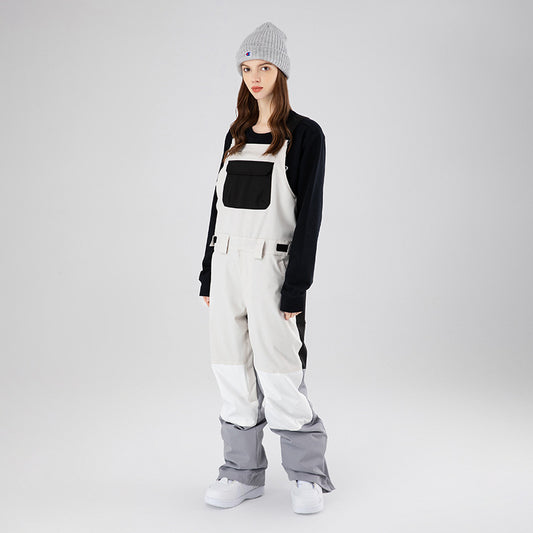 Veneer Strap Waterproof And Hard-wearing Contrast Color Ski Suit