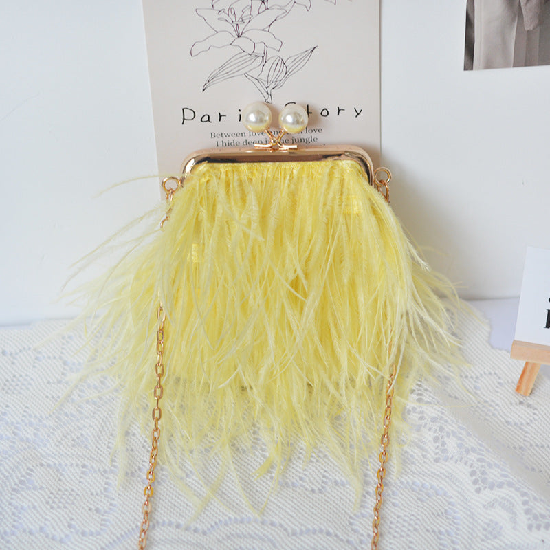Single-sided Ostrich Fashion Clutch Crossbody Bag