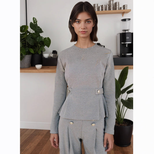 Autumnwinter Casual Chic Slimming Top And Pants Two-piece Set