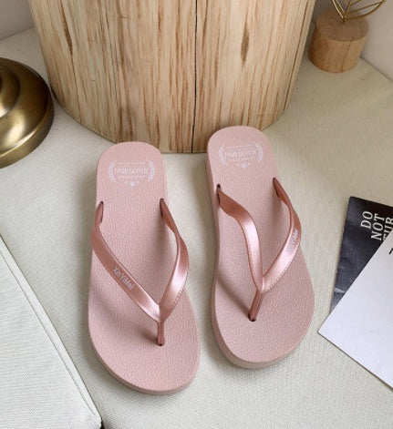 Beach Flip-flops Women's Summer Fashion Non-slip Wedge Heels Korean Version