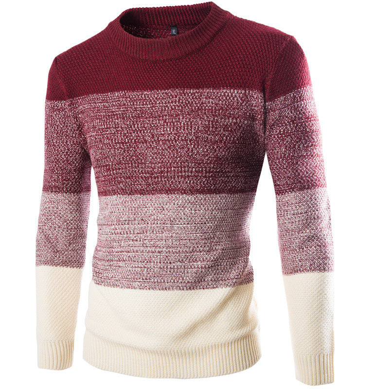 Men's Sweater Pullover British Slim Round Neck Color Matching