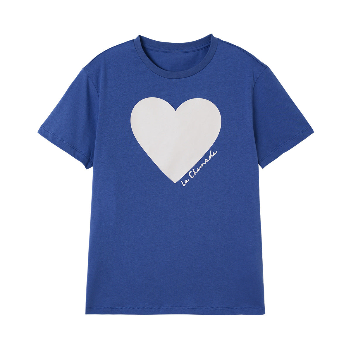 Spring Heart Print Loose Round Neck T-shirt