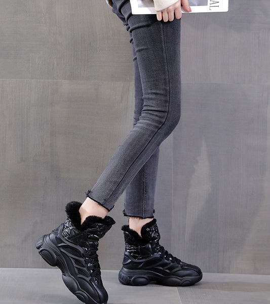 Cotton Boots With Fleece Winter Shoes