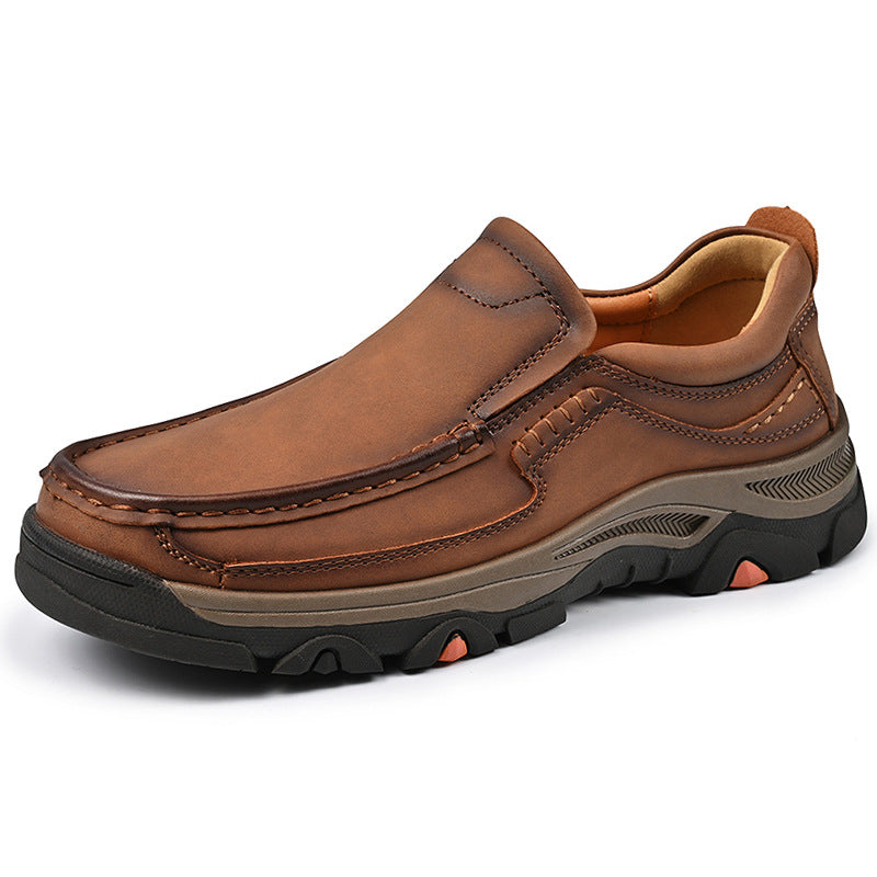 Mens Large-size Slip-on Lightweight Casual Leather Shoes