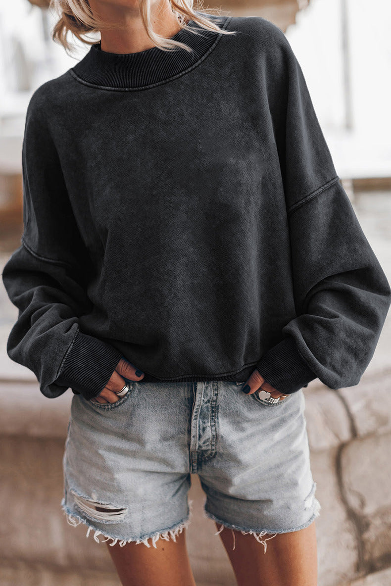 Autumn Crew Neck Solid Color European And American Leisure Loose Sweater