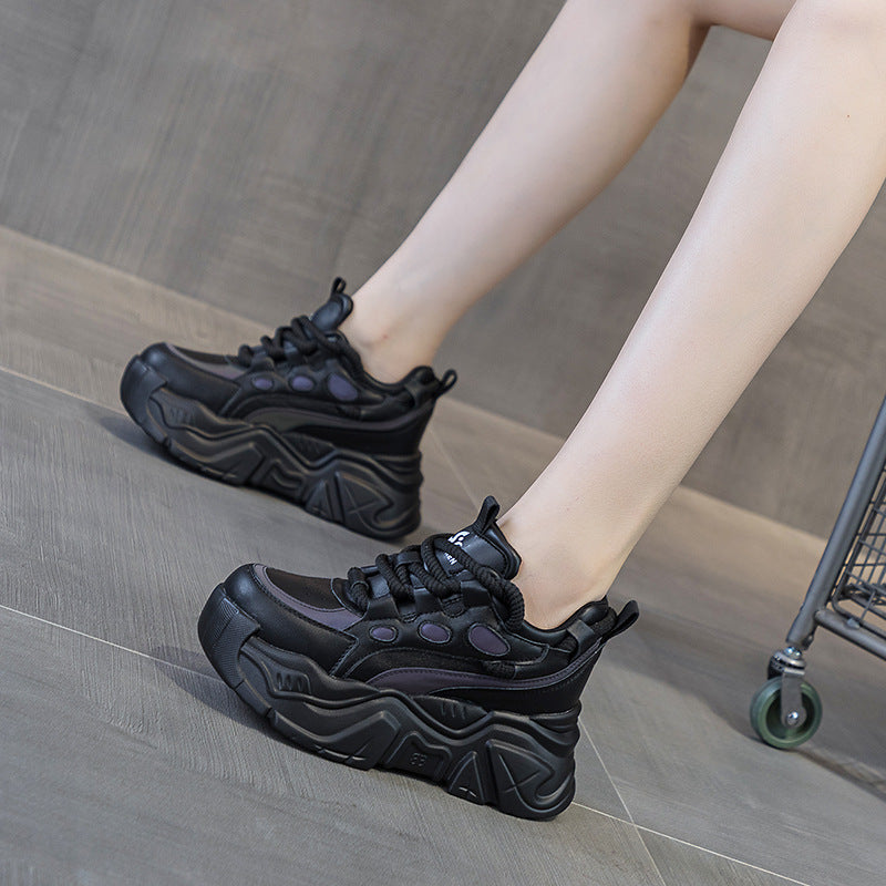 Thick Bottom Heightened Daddy Shoes Women Autumn And Winter New Color Matching Casual Sports