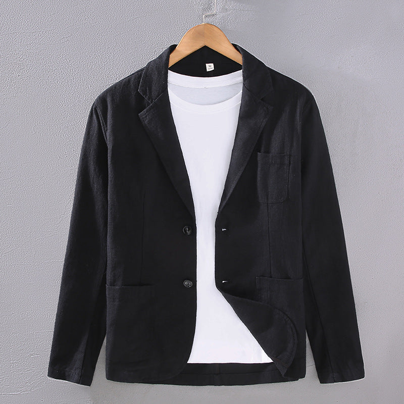 Japanese Flat Collar Casual Ramie Small Suit Men's Versatile