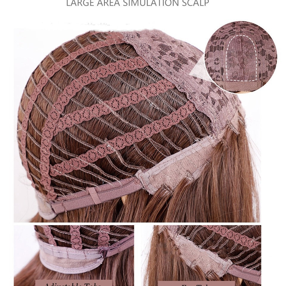Long Black Straight Hair Hat Removable Natural High-temperature Fiber Wig