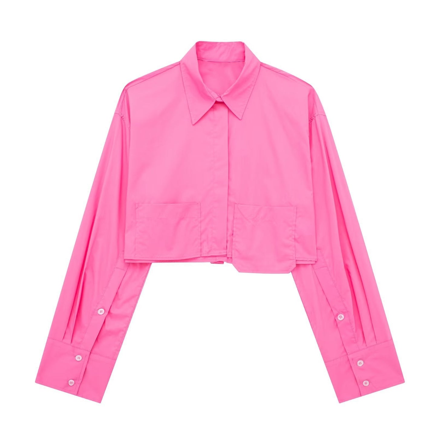 Spring Cross Border Women's Urban Casual Striped Poplin Short Shirt