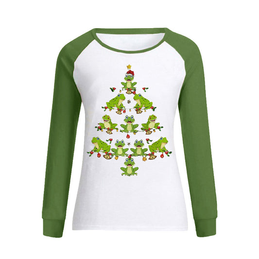 Women's Christmas Printed Round Neck Long Sleeve T-shirt