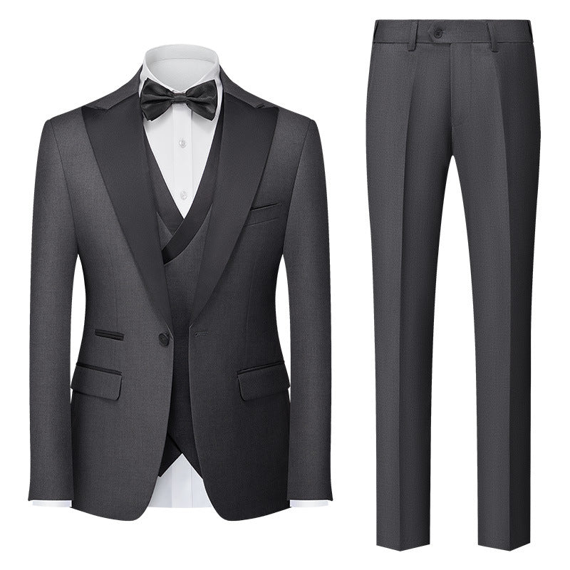 Korean-style Slim-fit Three-piece Suit Set