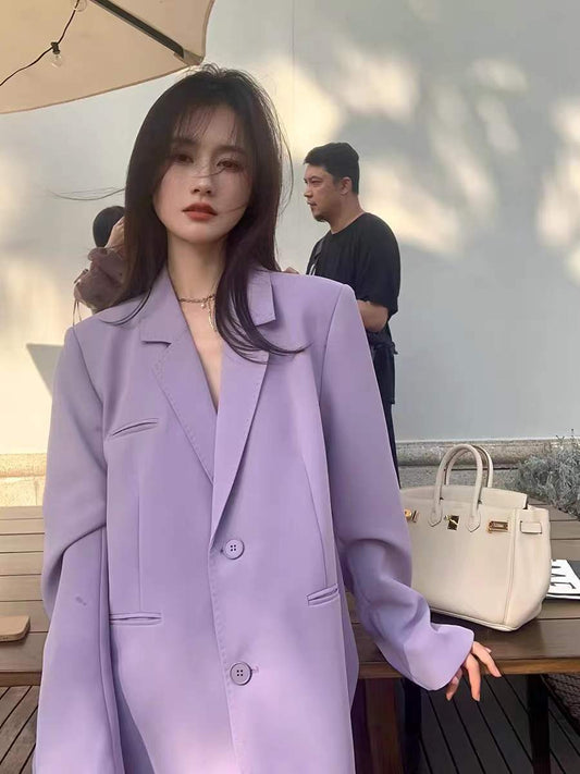 Women's Fashion Casual Purple Suit Jacket