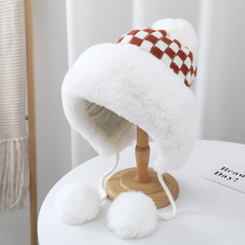Korean Checkerboard And Fuzzy Lei Feng Hat