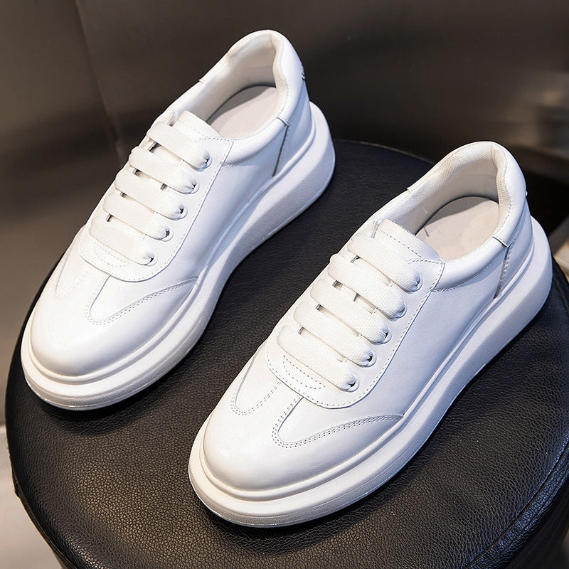 Hong Kong First Layer Leather White Shoes Sports Flat Casual
