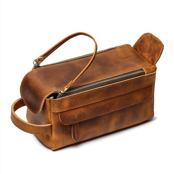 Crazy Horse Leather Multifunctional Storage Bag Casual Fashion
