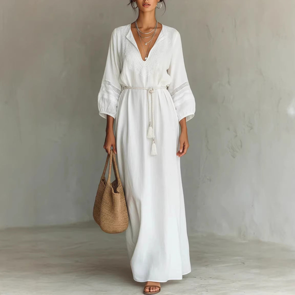 Springy Loose-fitting Figure-flattering Waist-cinching Dress