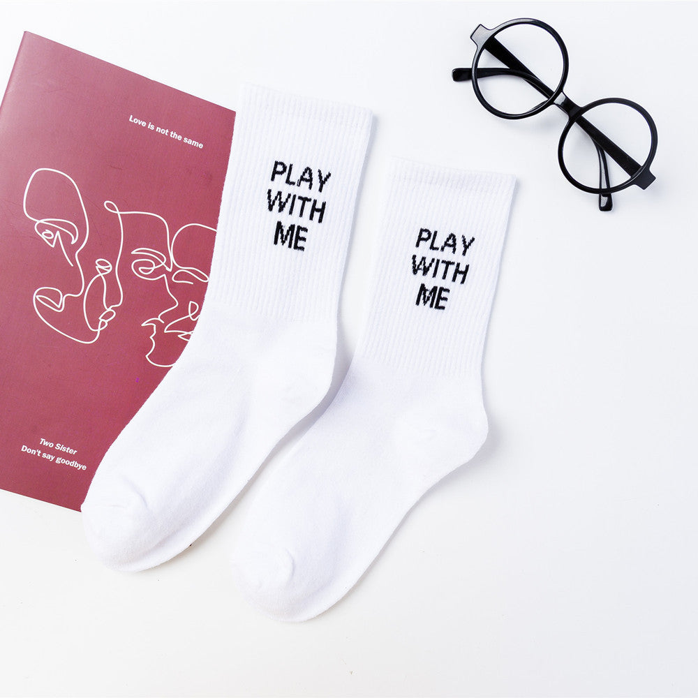 Macaron-colored Trendy Fashion Letter Mid-calf Socks