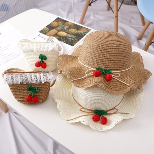 Children's Cute Beach Shade Straw Hat Bag