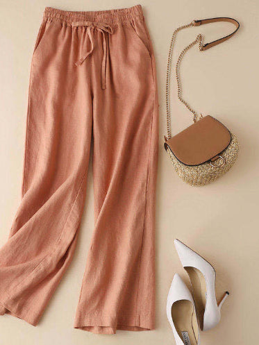 Literature And Art Cotton And Linen Large Casual Wide Leg Pants Women