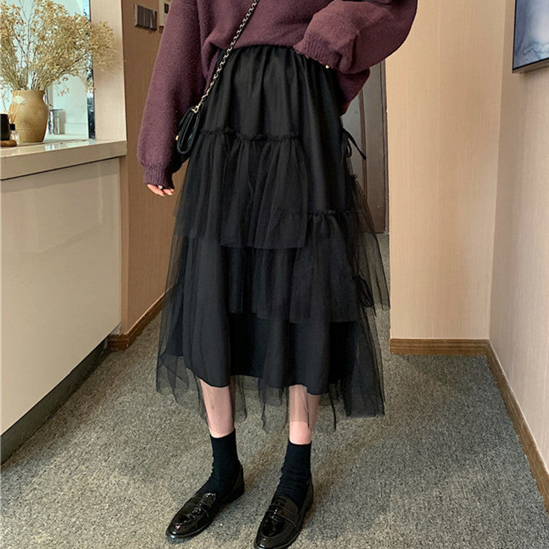 New Design Sense Irregular Fairy Puffy Net Yarn Cake Skirt