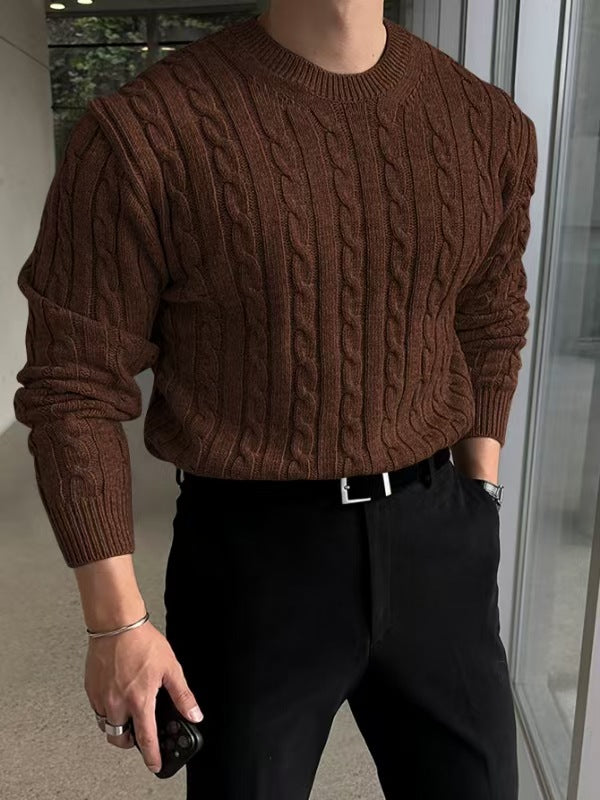 Efterår og vinter ny varm tyk nål rullekrave sweater til mænd