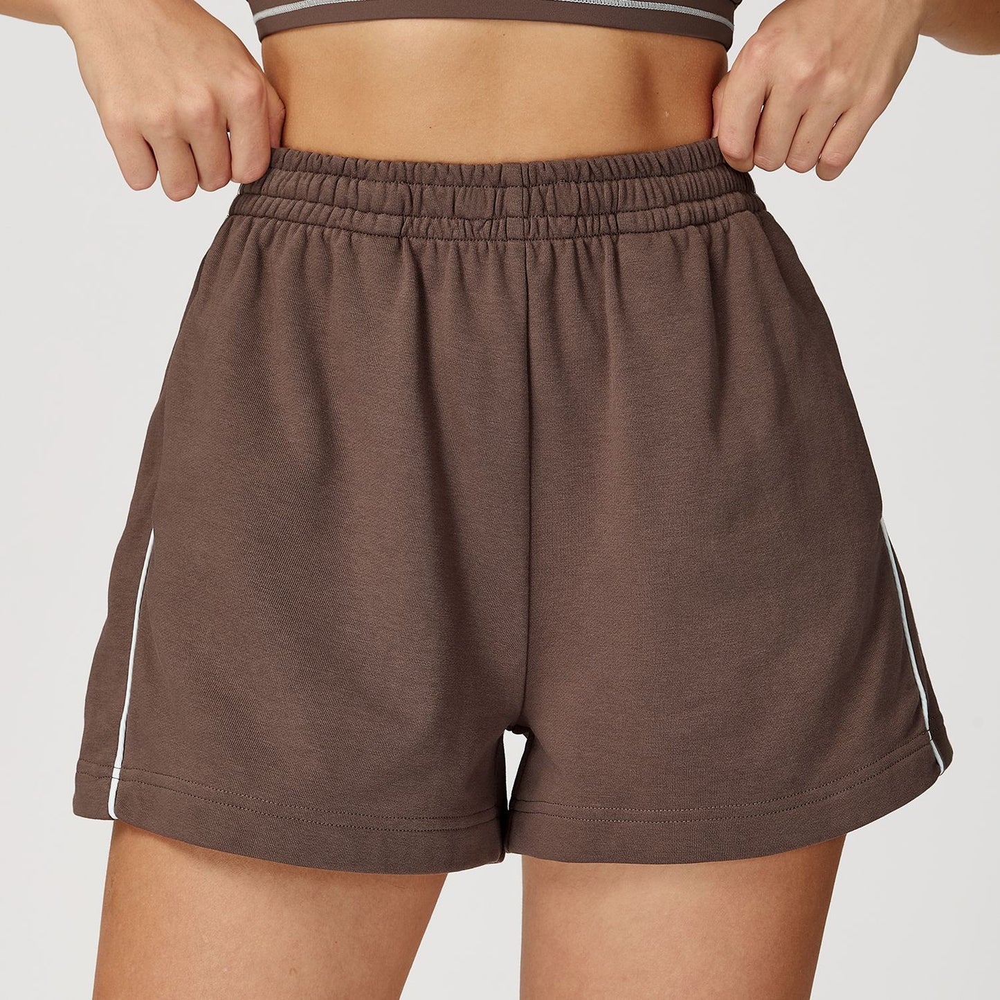 Contrast Color Sports Shorts High Waist Loose Straight Pocket
