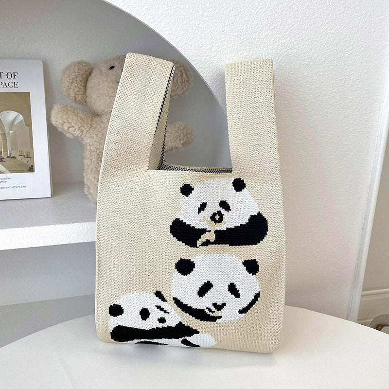 Vest Bag Knitted Cute Panda Shoulder Handbag