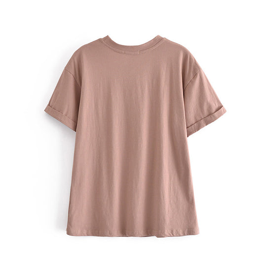 European And American Retro Bohemian Print T-shirt Women's Round Neck Pullover